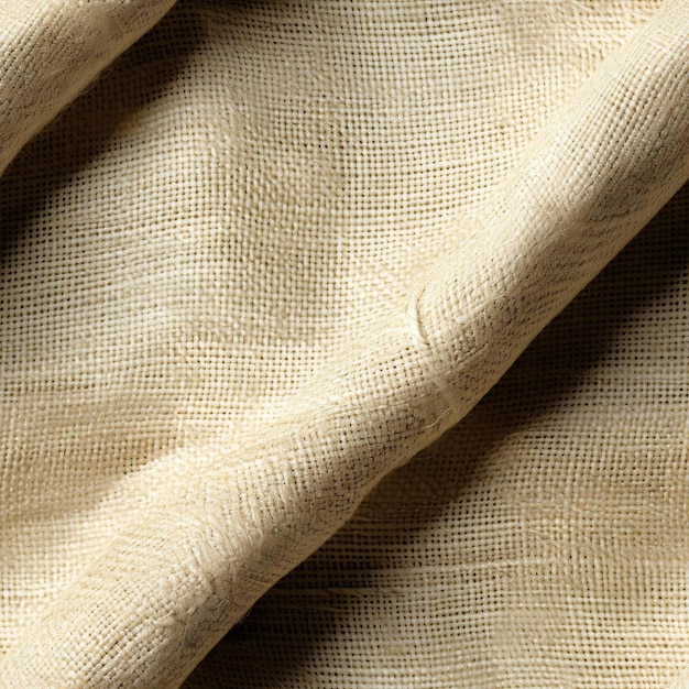 Close up of creamcolored linen fabric with crumpled texture tiled