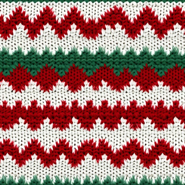 Photo a close up of a crocheted afghan with red and green stripes generative ai