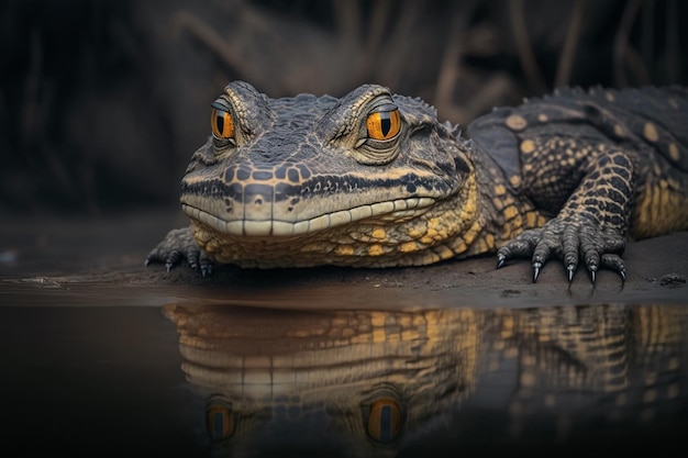 A close up of a crocodile