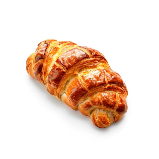 Close Up of a Croissant on White Background Generative AI