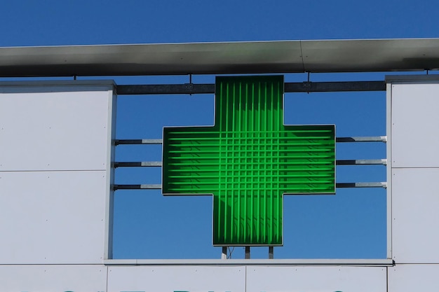 Photo close-up of cross shape on hospital building