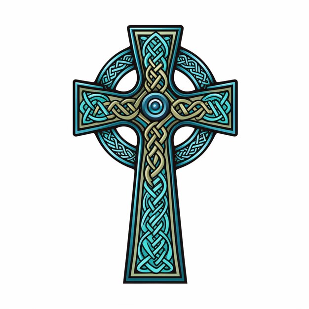 A close up of a cross with a celtic design on it generative ai