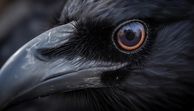 A close up of a crow's eye