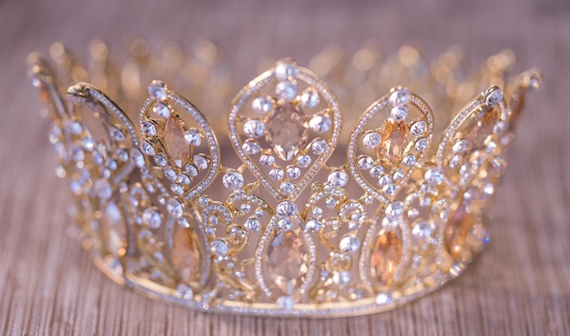 Close-up of crown on table