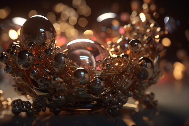 A close up of a crown with glass balls on it