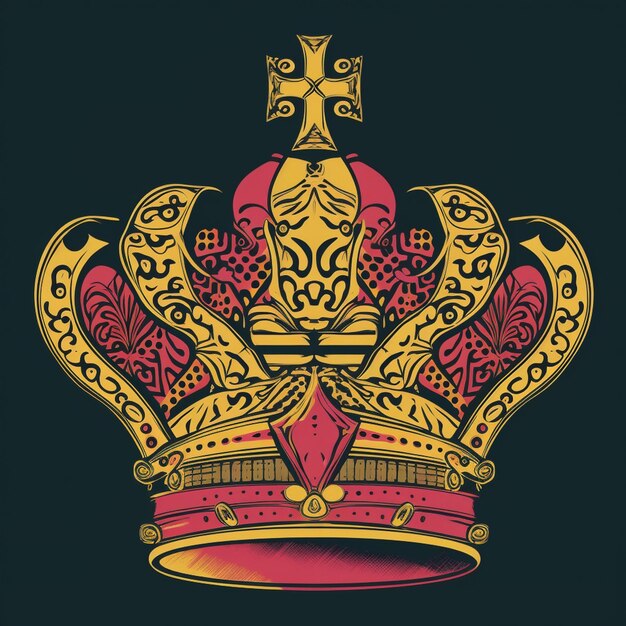 Photo a close up of a crown with a red and gold design generative ai