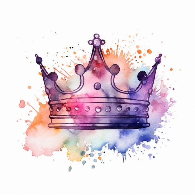 Photo a close up of a crown with a watercolor splash on it generative ai