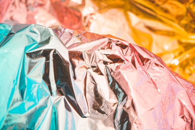 Photo close-up of crumpled foil