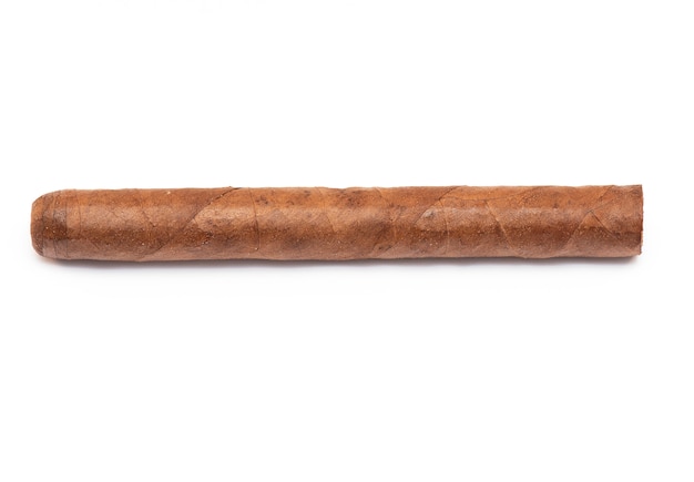 Photo close-up cuban cigar isolated, havana brown cigar