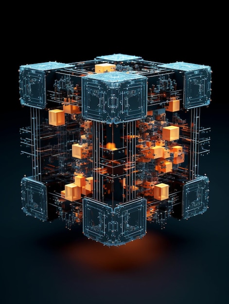 生成 AI の中に多くの立方体が入った立方体のクローズ アップ