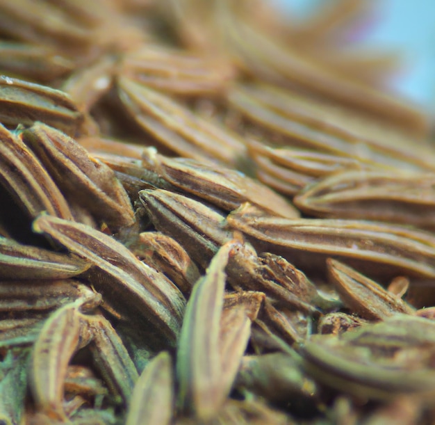 Close up of cumin seeds created using generative ai technology