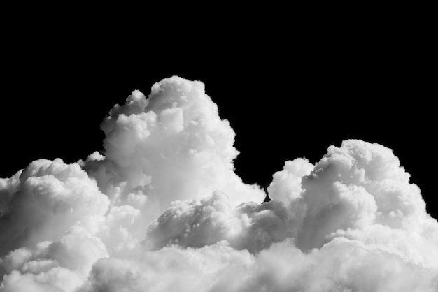 Close-up cumulus clouds isolated on black background, Black sky with white clouds