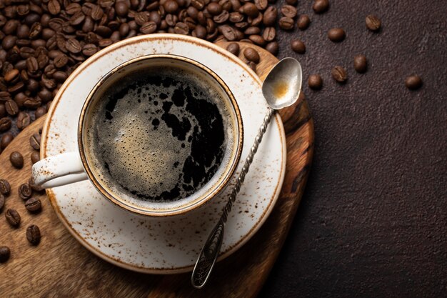 Close-up of a Cup of black coffee.