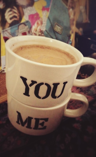 Close-up of a cup of coffee on table