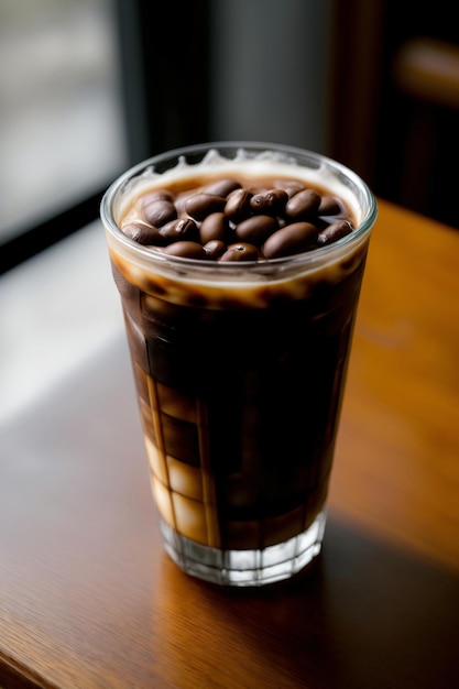 A Close Up Of A Cup Of Coffee On A Table