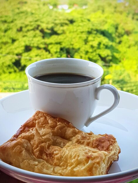 Foto close-up di una tazza di caffè