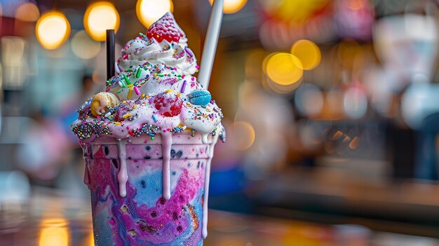 Photo a close up of a cup of ice cream with the word ice cream on it