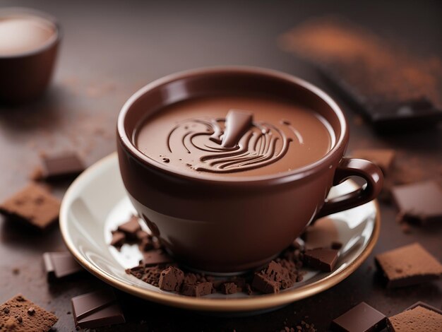 Close up of a cup of warm chocolate