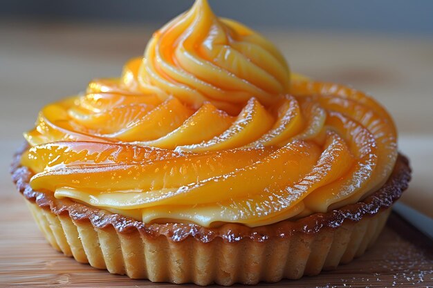 Close Up of a Cupcake With Orange Icing