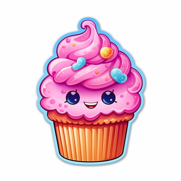 a close up of a cupcake with a smiley face on it generative ai