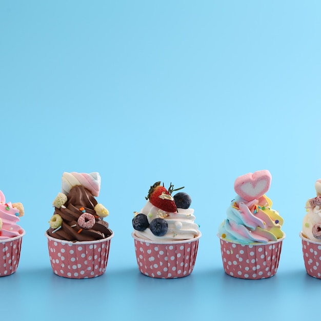 Photo close-up of cupcakes against white background