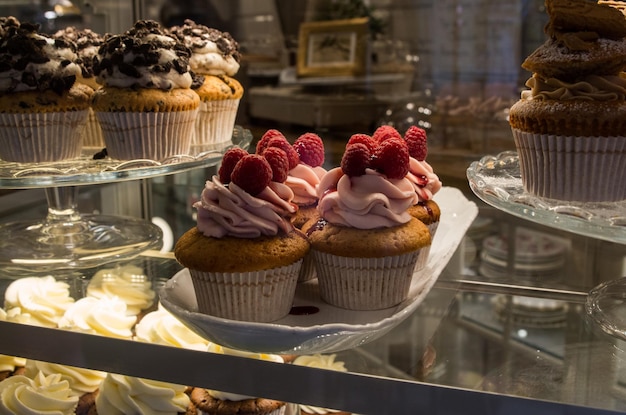 close-up of cupcakes for sale