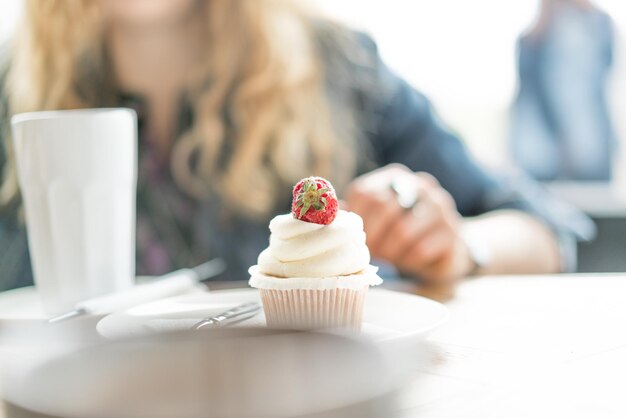 Close-up of cupcakes on table