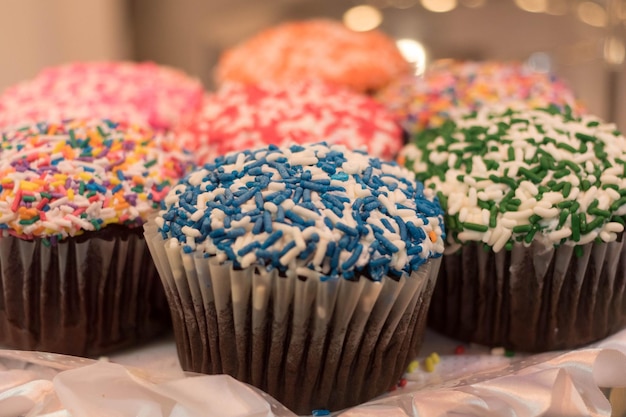 Close-up of cupcakes on table