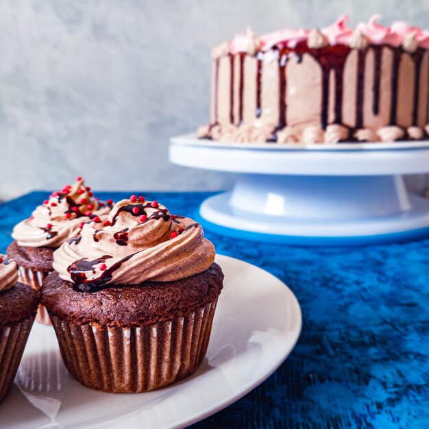 Close-up of cupcakes on table