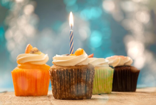 Close-up of cupcakes on table