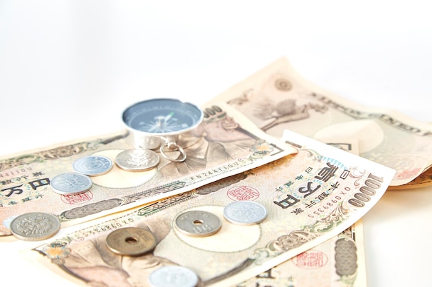 Close-up of currency over white background