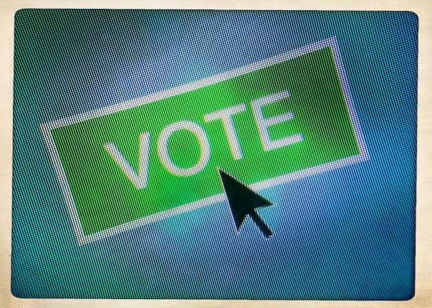 Close-up of cursor on vote icon