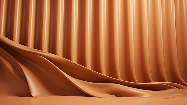 A close up of a curtain with a brown and orange color