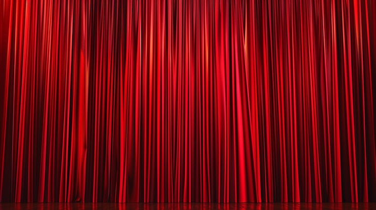 Photo a close up of a curtain with red curtains
