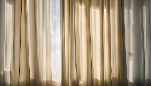 a close up of a curtain with the sun shining through it