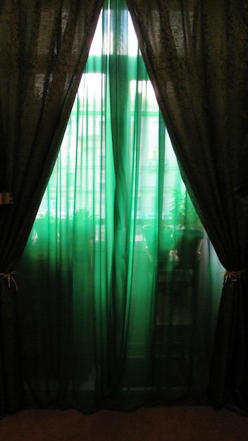 Photo close-up of curtained window