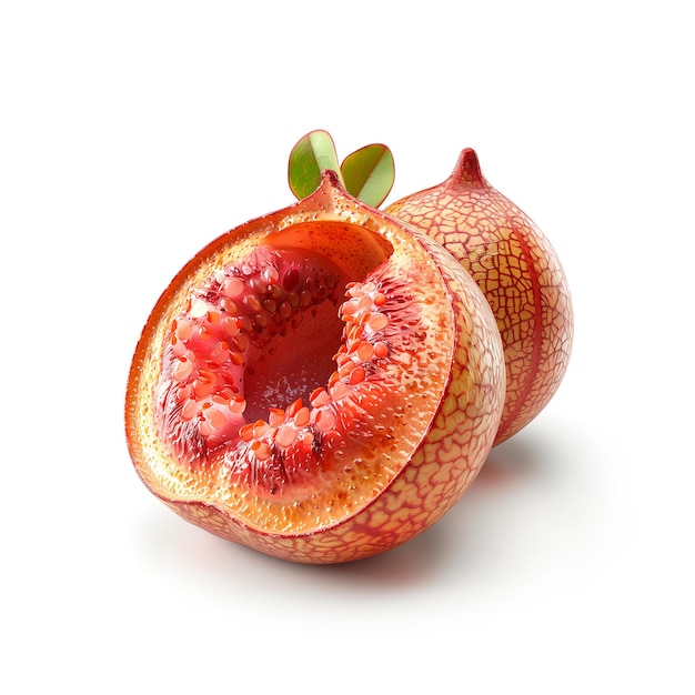 Close Up of Cut Open Fruit on White Background Generative AI