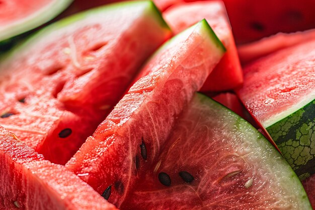 Photo close up of cut red watermelon