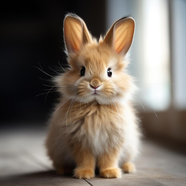 Photo close up of a cute little rabbit