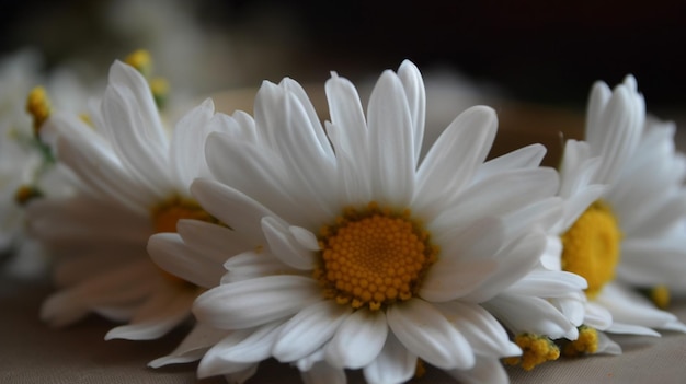 A close up of daisies in a bowl