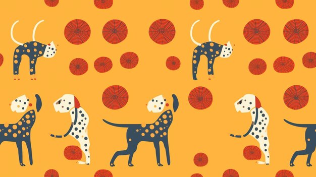 A close up of a dalmatian dog with a red ball of yarn generative ai