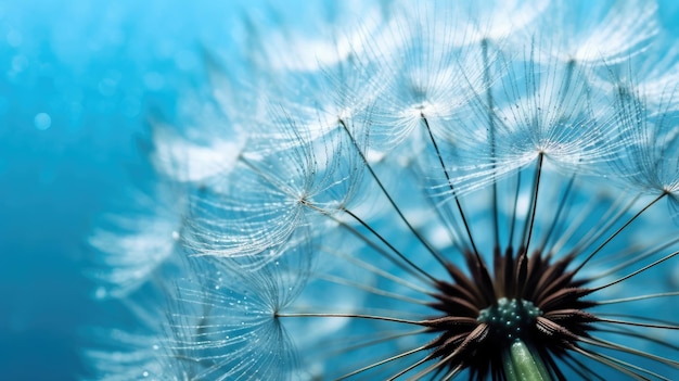 Photo close up of dandelion on the blue background