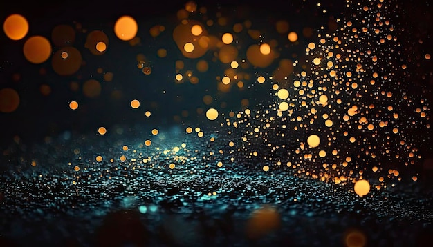 A close up of a dark background with lights and sparkles