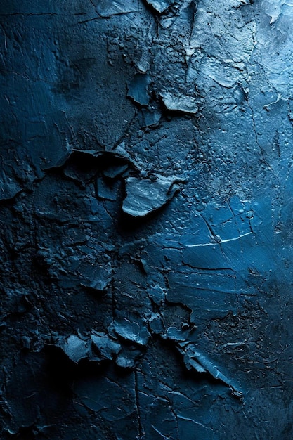 Photo a close up of a dark blue wall with peeling paint