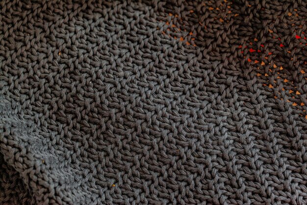 Close up of a dark gray plaid 