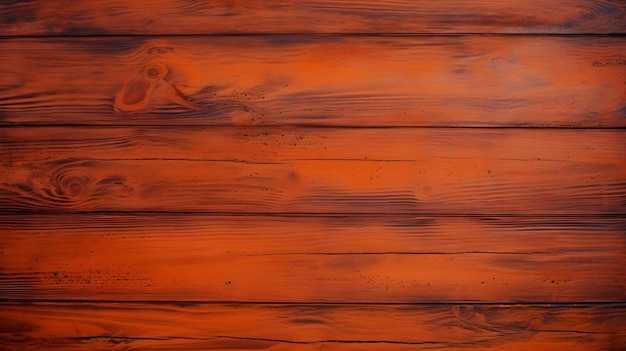 Close up of dark orange painted wooden Planks