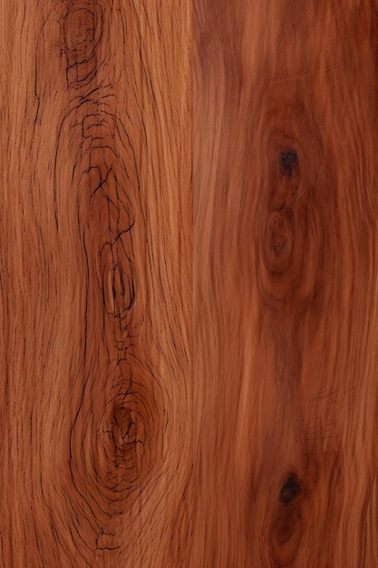 Un primo piano di una lastra di legno di ciliegio rosso scuro