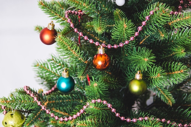 Close up decorated christmas tree