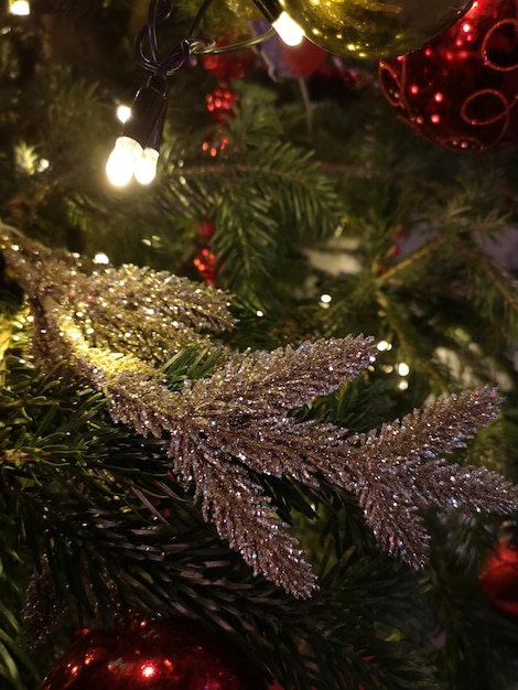 Photo close-up of decoration on christmas tree