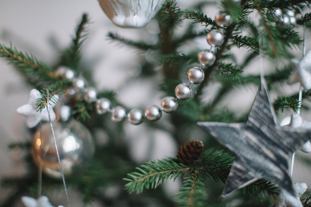 Photo close-up of decoration on christmas tree
